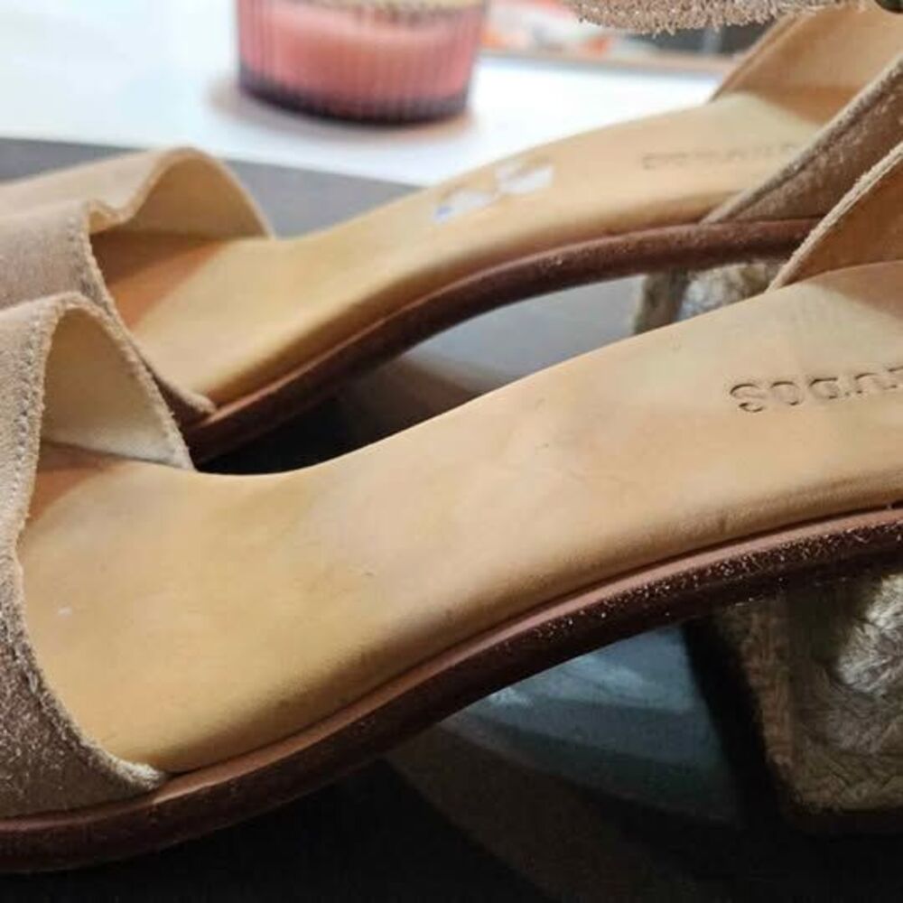 Women's Soludus Anthropologies leather ankle strap rope block heel Sandals 7 - Picture 5 of 7